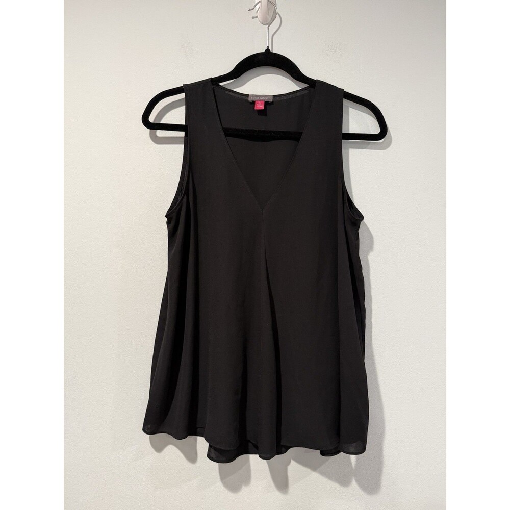Vince Camuto Top Womens Small Black Sleeveless V-Neck Sheer Lightweight Career